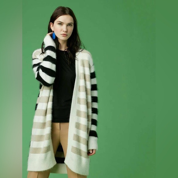 NWT $468 Diane von Furstenberg Oversized Striped Angora-blend